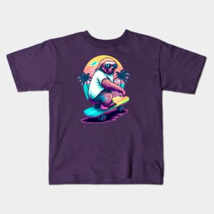 Skateboarding Sloth Kids T-Shirt